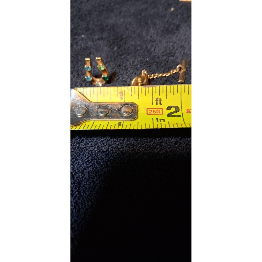Vintage 12KG Horseshoe Tie Tack Multi stone Colts Equestrian Lucky Dad Pin - Picture 7 of 7